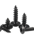 Heavy Duty M5 X 12mm Self Tapping Wood Screws In A 20 Piece Pack featuring black carbon steel build and round flanged heads.