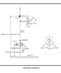 Side view schematic of Shower Trim Kit With Rough-In Valve And Square Stainless Steel Rain Showerhead Polished Chrome No Fuss Install Bath Shower System With Rainfall Face Half Inch NPT Compatible Modern Luxury Spa Feel.