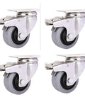 Heavy Duty Swivel Caster Wheels Featuring Conductive Rubber Treads for Ultra Quiet Smooth Cruising on Carts Shelves and Equipment - Set of Four