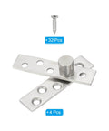 Hidden Door Pivot Hinges Four Pack 360 Degree Rotation With Eccentric Axis Up Down Shaft Hardware Small Size For Secret Doors And Bookcases Silver Tone PATIKIL, showing stainless steel hinges and screws.