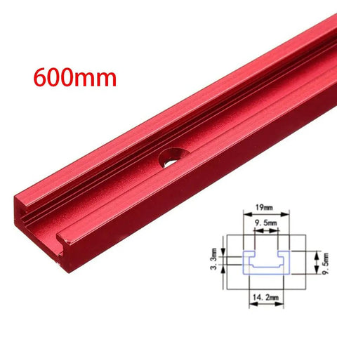Heavy Duty T Track Miter Jig Fixture Pro Grade aluminum T slot rail 600mm length with precise measurements shown