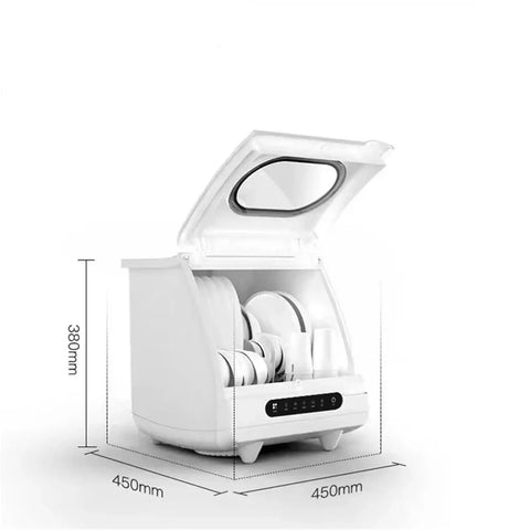Ultra Compact Countertop Dishwasher That Knocks Out Greasy Pans And Saves Precious Counter Real Estate Quick Wash Cycle Scrubs Bowls Spotless While Dipping Your Monthly Water Bill Way Down with open lid, showing interior dimensions.