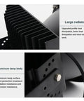 Close-up of Heavy Duty Led Tower Floodlight Waterproof Job Site Search Lamp With Badass 1000 Watt Glow, showcasing aluminum body and large radiator.