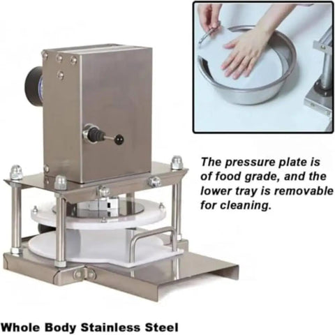 Heavy Duty Electric Dough Press Commercial Pizza Roller Sheeter Machine High Speed 2000N Pressure Motor with stainless steel design.