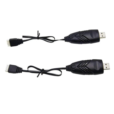 2 Pack USB To 11.1V 3S LiPo Charger Cable With 4 Pin XH Plug For RC Cars Boats Drones Airplanes And Airsoft, 1.5A Charge