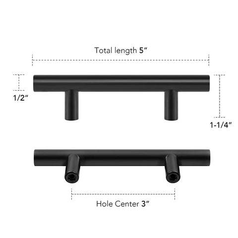 Professional Grade Matte Black Cabinet Pulls For Kitchens And Bathrooms Ultra Smooth Stainless Steel Drawer Handles 5 inch length