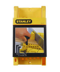 Saw Storage Miter Box Plastic Black With 11.81 Inch Length And Patented Storage System Featuring 90 Degree, 45 Degree And 22.5 Degree Slots For Quick, Precise Hand Saw Setup And Transport showing packaging.