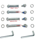 2 Pack 70mm Luggage Replacement Wheels With 8mm Axles And ABEC7 608ZZ Bearings, shown with screws, washers, and wrenches