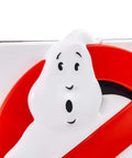 Close-up of Ghostbusters Logo Lamp Wall Light For Gaming And Home Decor with a lit glow, highlighting the iconic ghost design.