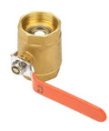 Heavy Duty Brass Ball Valve One Half Inch Female Thread, rust resistant, high pressure plumbing valve with orange lever.