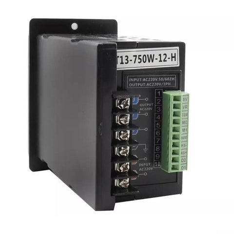 Beefy Single Phase to Three Phase VFD Inverter 750W 1HP with RS485 Port 110V 220V AC Input Output Controller mounted in black housing
