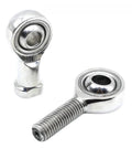 304 Stainless Steel Rod End Bearing Male Female Thread Spherical heim Joint, showing detail of smooth surfaces and threads.