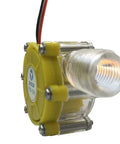 DIY Micro Hydroelectric 10W Water Turbine Generator For Off Grid Power, 12V DC Output, durable yellow, side view with NPT thread visible