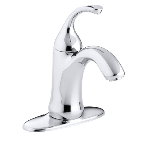 Forte Centerset Bathroom Faucet With Two Handles And Pop Up Drain No Fuss Easy Install Preinstalled Flexible Supply Lines 1.2 GPM Polished Chrome Finish Ceramic Disc Valves Built To Last
