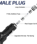 Hella Tough Universal Car Cigarette Lighter Splitter, 12V To 24V Dual Port Power Adapter male plug components with fuse and spring.