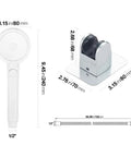 Dimensions of the No-Drill High Pressure Handheld Shower Head With On Off Pause Switch, bracket, and hose
