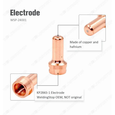 Copper and hafnium KP2843-1 electrode for Lincoln Tomahawk 625 LC40 Plasma Cutter Consumables Kit, Pro Grade 34 Pcs Set