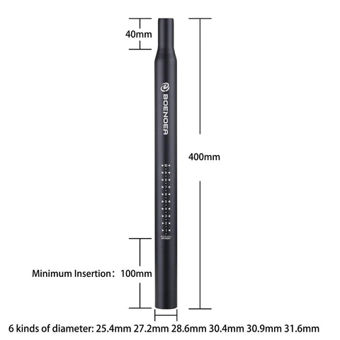 Heavy Duty Aluminum Bike Seat Post 400mm Long Fits 25.4 27.2 28.6 30.4 30.9 31.6 Millimeter Diameters For Mountain And Road Bikes