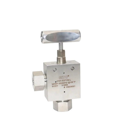 GITO needle valve with T-handle, stainless steel body for high-pressure hydrogen systems
