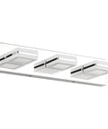 3 Light LED Vanity Light Fixtures with up and down rotatable heads in chrome stainless steel and acrylic finish over mirror bathroom wall lighting