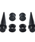 All In One Ear Stretching Kit 14G To 00G With 50 Pieces Acrylic Tapers Silicone Tunnels Plugs Gauges Expander Set For Piercing Jewelry For Men And Women Starter Pack, black acrylic tapers and plugs
