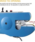 Close-up of No Sweat Electric Semi Automatic Bag Closure Machine Twist Tie Bundler showing curved tie opening features.