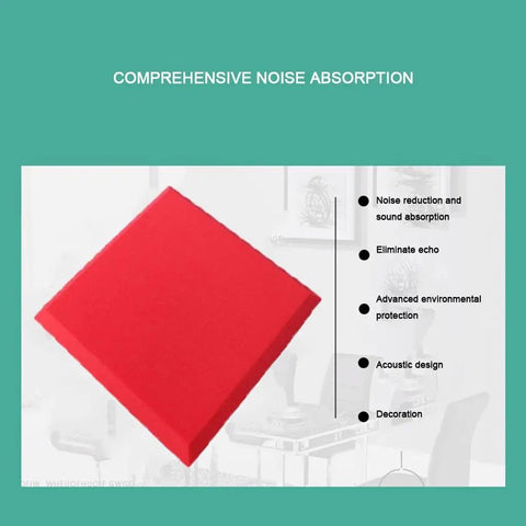 High Density Sound Proof Foam Panels 12 Pack Acoustic Wall Tiles Fire Retardant Sound Deadening Boards Banish Room Echoes Smooth Out Home Studio Space Dark Red angled view of dark red acoustic panel