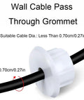 Super Sleek Black Plastic 3 4 Inch Wall Cable Grommets Starlink Routing Kit Pass Through Holes For Neat Wire Management On Desks And Tables To Keep Cords Hidden And Setup Looking Clean And Modern. White plastic wall cable pass-through grommet for 0.27in cable