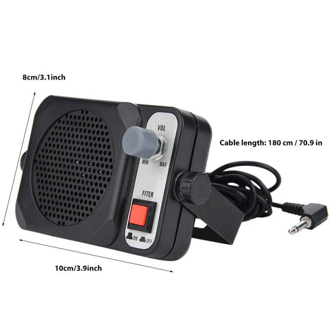 Portable Ham Radio Transceiver With External Speaker for Two Way Radio, compact ABS unit with volume and filter controls.