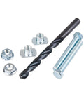Swing Arm Chain Adjuster Bolt Repair Kit with hardware including bolts, nuts, threaded inserts, and drill bit for dirt bikes 2002-2026.