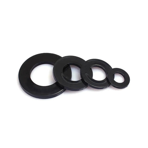 Massive 720 Piece Black Nylon Flat Washers Kit With Seven Sizes M3 M4 M5 M6 M8 M10 M12 For DIY Projects And Mechanical Fixes, reducing friction
