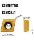 Carbide Turning Inserts CCMT09T304 CCMT32.51 with dimensions for SCMCN1212H09 lathe tool, front and side view illustration.