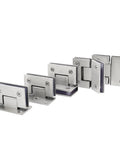 Kickass Durability Straight Up Smooth Operation Brushed Stainless Steel Pivot Hinge For Self Closing Shower Glass Doors and Cabinet Hardware showing various angles.
