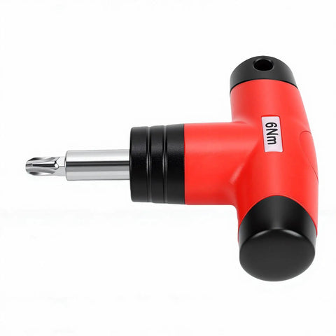 Pissente T Handle Preset Torque Wrench 6Nm Ratchet Screwdriver Precision Adjustment Tool with red handle and chrome bit.