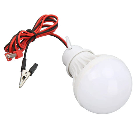 LED Camping Lantern With 5W Clamp Power Supply Portable 12V 400LM Tent Light bulb with red and black clamps