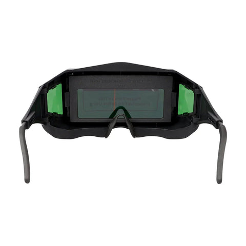 Front view of Solar Powered Auto Darkening Welding Glasses With Wide Shade For Tight Spaces Lightweight Safety Goggles