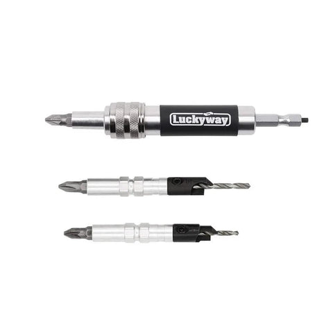 Pro Grade Wood Countersink Drill Bit Set With Quick Change Flip Drive 3 In 1 Complete Unit For DIY Projects Includes Sizes 6 8 10 Countersink Bits And Philips 2 Screw Bits For Precise Pilot Holes And Counterbores