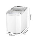 Portable Countertop Ice Maker Dishing Out Bullet Ice Keeps Your Squad Cool By Producing 40 Pounds Daily In Jiffy Offers Speedy 6 Minute Cycle And Ample Ice Storage For Pure Refreshment, white compact design with dimensions.