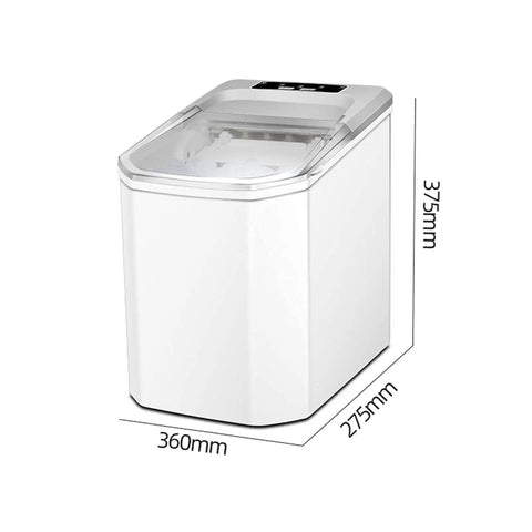 Portable Countertop Ice Maker Dishing Out Bullet Ice Keeps Your Squad Cool By Producing 40 Pounds Daily In Jiffy Offers Speedy 6 Minute Cycle And Ample Ice Storage For Pure Refreshment, white compact design with dimensions.