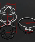 Heavy Duty Iron Cage Guard Universal Fire Sprinkler Head Protector Set, silver iron cages, dimensions labeled, for gyms and warehouses.