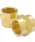 Brass Three Quarter Inch NPT Female Hex Coupler Nipples For Quick Pipe Connections, showing 3/4 inch fittings, corrosion resistant