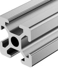 Close-up of a 1220mm T Slot 2020 Aluminum Extrusion Anodized Finish European Standard Linear Rail, silver color, showing cross-section detail.