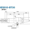 Top Shelf BT30 CNC Spindle Motor With Speed Increasing Chuck Compact Engraving Power Head technical drawing dimensions.
