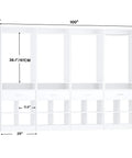 Massive 100 Inch White Closet Organizer With Four Roomy Wooden Drawers And Four Heavy Duty Hanging Rods Featuring Sixteen Handy Cubby Storages For A Quick Walk In Wardrobe Setup That Is A Total No Brainer, showcasing dimensions and storage layout.