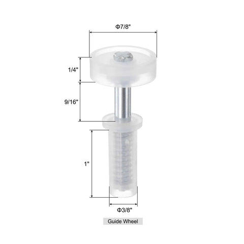 Eight Pack Bi-Fold Closet Top Roller Guide Wheels For Folding Pocket Doors, Seven Eighths Inch Outside Diameter, Three Eighths Inch Bore