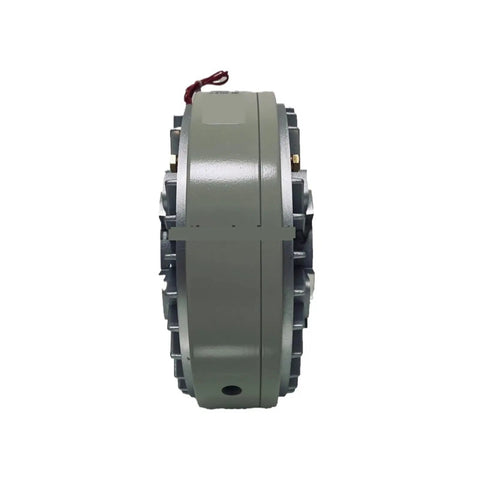 Side view of PB-12B2 Hollow Powder Brake Clutch System 12Nm 24V with durable hollow design for conveyors and machinery.