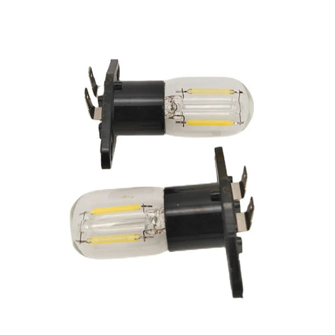 2 Pack LED Filament Microwave Bulbs Z187 Base, 1.5W, 125V, 20W Incandescent Equiv, 5000K Daylight, glass bulbs on black bases