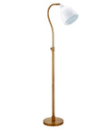 Adjustable Arc Floor Lamp With Brass Metal Shade, Handcrafted Brass Finish On Steel Base, 8 Ft Cord, Foot Switch, E26 Socket