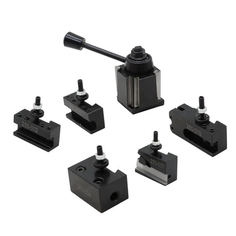 Lathe Quick Change Tool Post Set For 6 To 8 Inch Swing Pro Grade Kit with 250-000, 250-001, 250-002, 250-004, 250-007, 250-010 holders