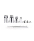 7 Piece Calibration Weight Set For Small Scales High Precision Chrome Plated Steel Weights Including 1g, 2g x2, 5g, 10g, 20g x2 For Accurate Readings And Easy Calibration with tweezers